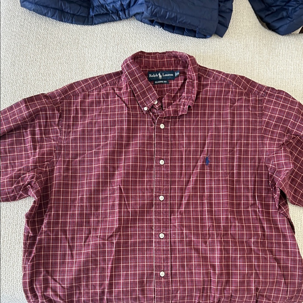 Ralph Lauren Burgundy Plaid Button-Down Shirt